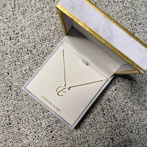 Rachel Zoe Sterling Silver Gold Tone “E” Initial Necklace